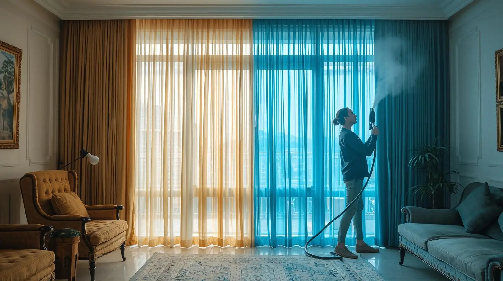 steaming the curtain